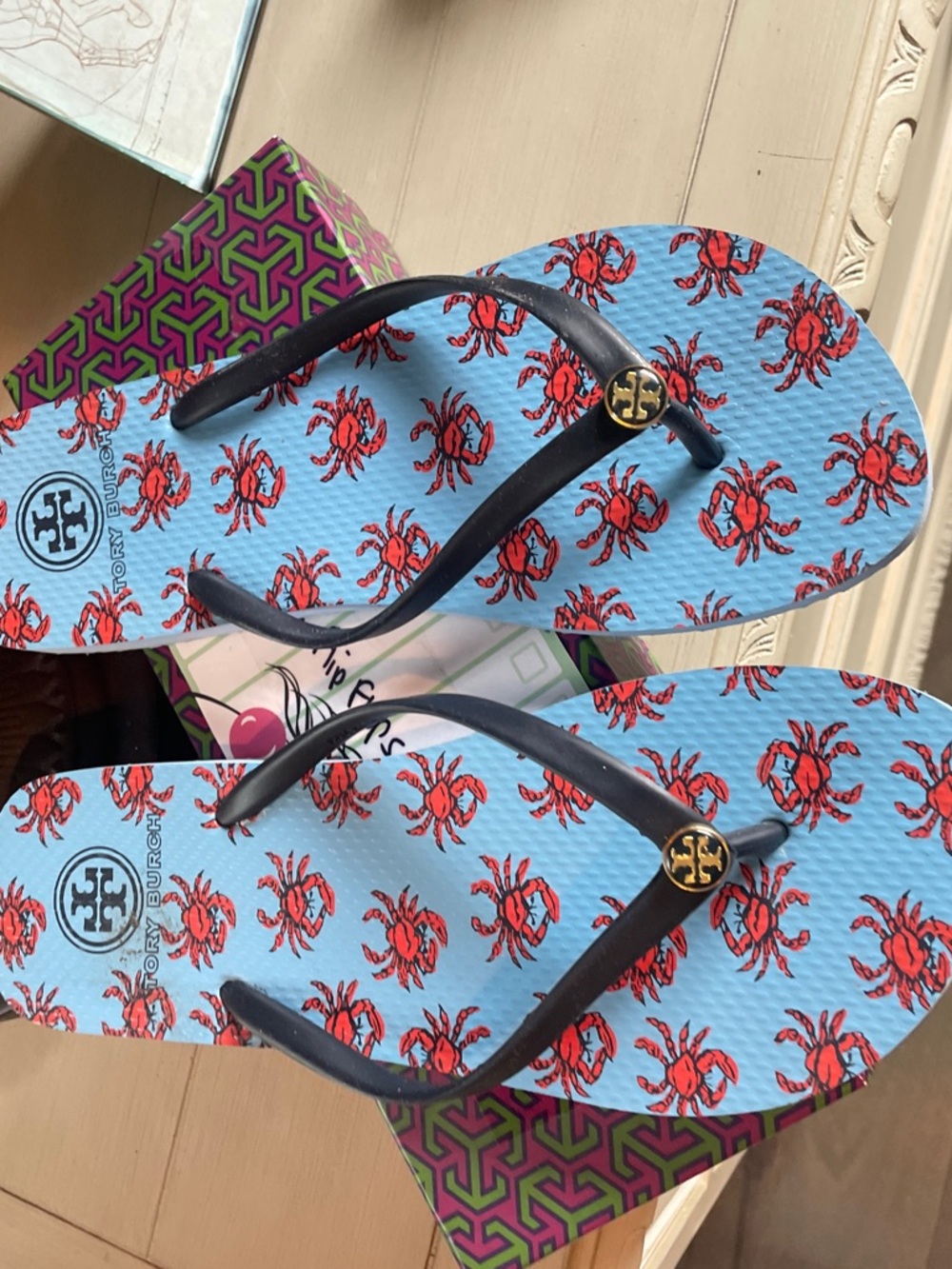 Tory Burch Crab Flip Flop Sandals Shoes 10